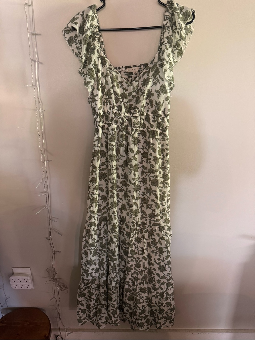 Flutter Sleeve Floral Maxi Dress in Sage Green